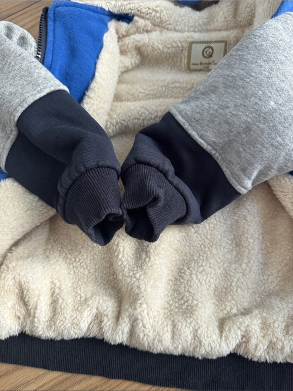 NEW! 5T Kids blue grey navy zip sherpa fleece - super warm - Picture 8 of 13